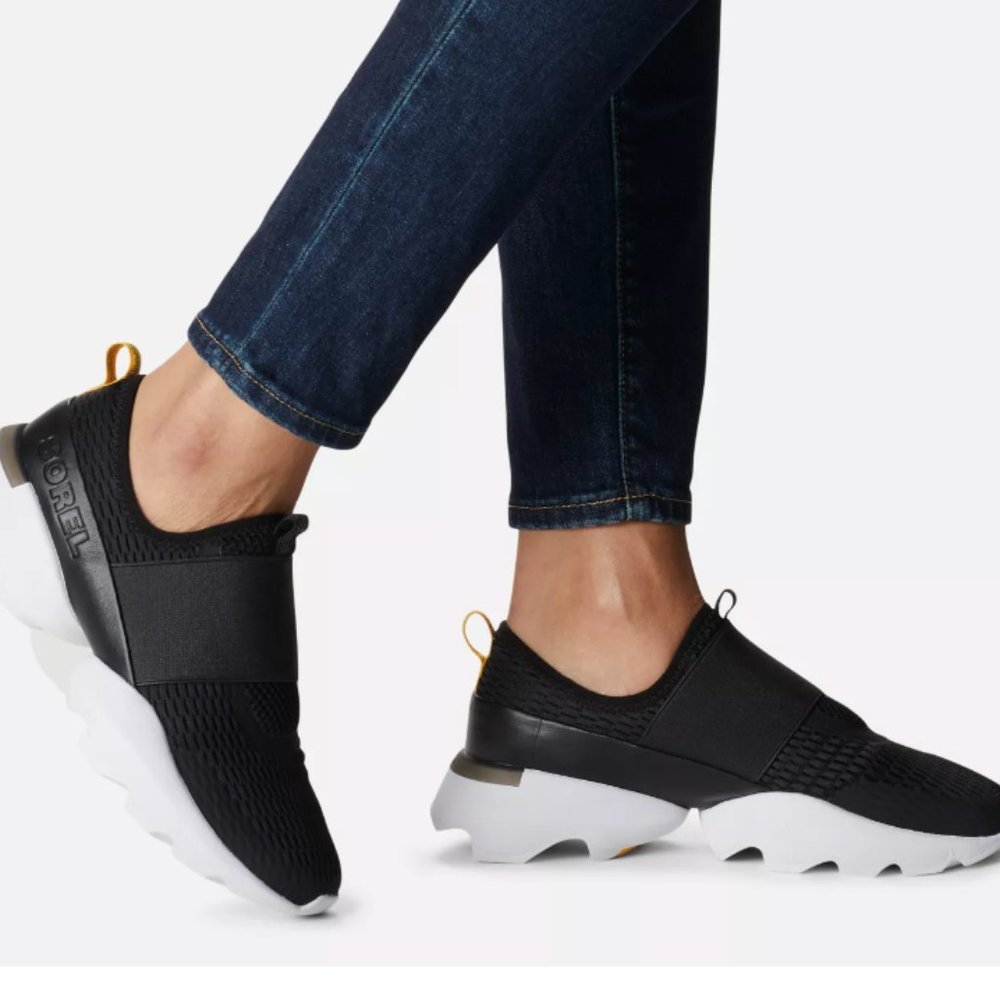 Sorel Black and White Slip-On Athletic Sneakers - Picture 2 of 11